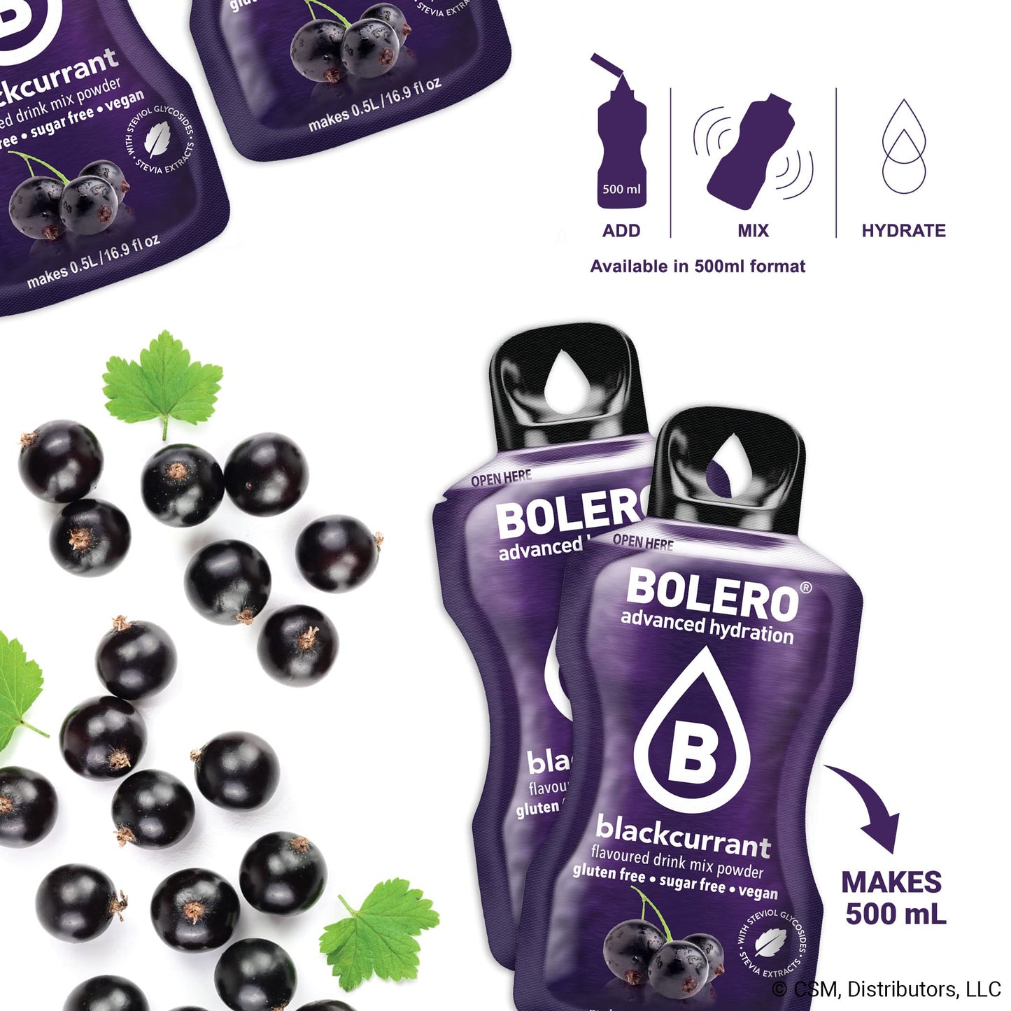 Bolero- Sugar Free Drink Mix Packets Black Currant Fruit Flavors | Powdered Flavored Water Packets | 36 Small Sachet On The Go P