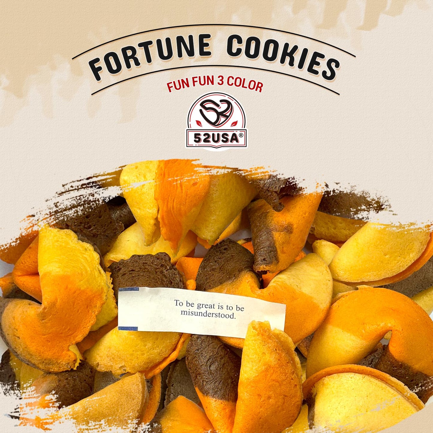 52Usa Fortune Cookies, Approx. 100Pcs, 3-In1 Flavor, Fortune Cookies Individually Wrapped Bulk, Fresh Cookies, (Original, Chocol