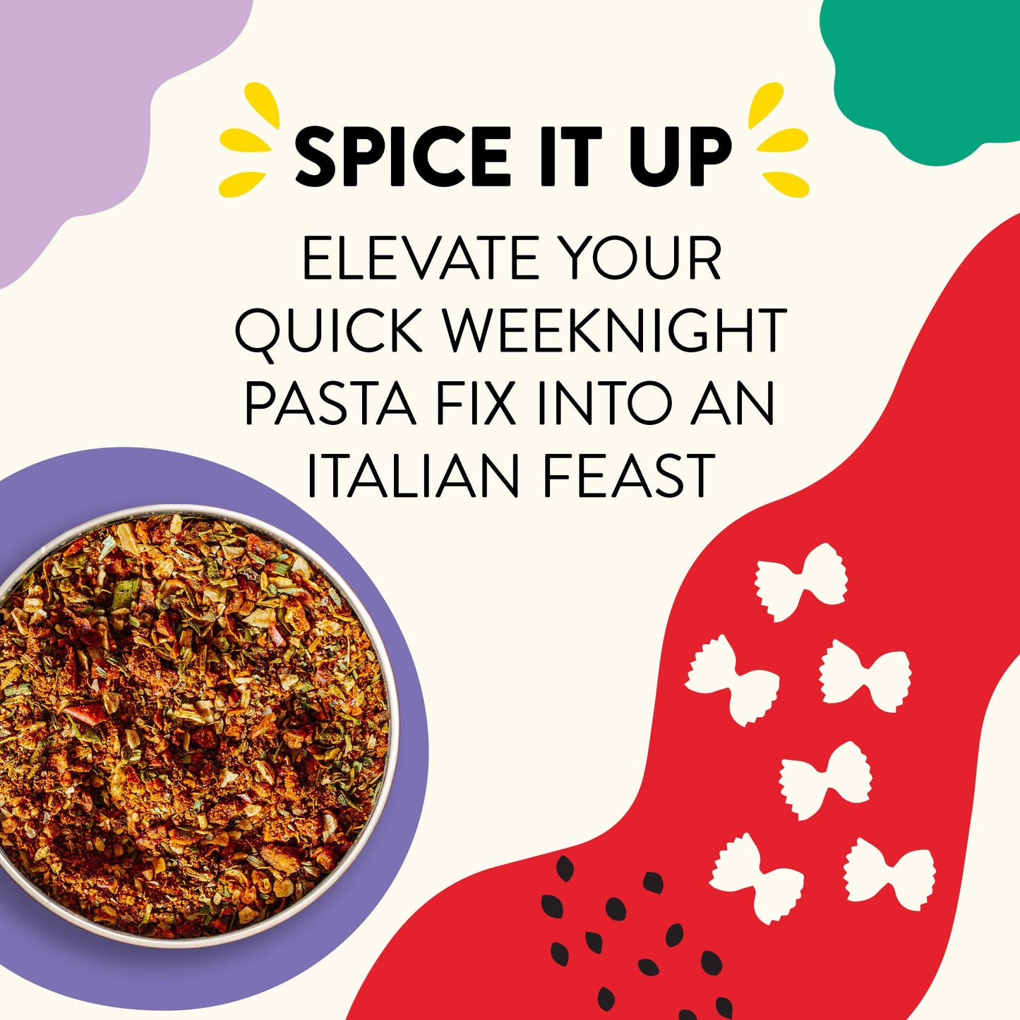 Just Spices Pasta Allrounder Mediterranean Spice Mix, 1.76 OZ, Ideal for Pasta Dishes