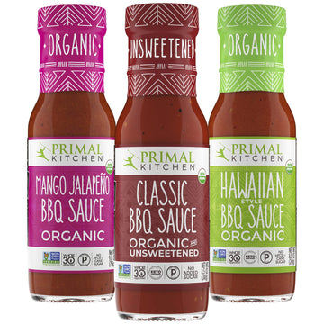Primal Kitchen Organic Bbq Sauce 3-Pack, Made With Real Ingredients, No Cane Sugar Or Corn Syrup, Includes Classic Bbq, Mango Jalapeño Bbq, And Hawaiian Bbq