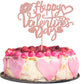 YCTHUNFISH Valentines Day Cake Topper - Glitter Sweet Heart Lips, Rose Gold, Bamboo, Engagement/Birthday Party Decorations