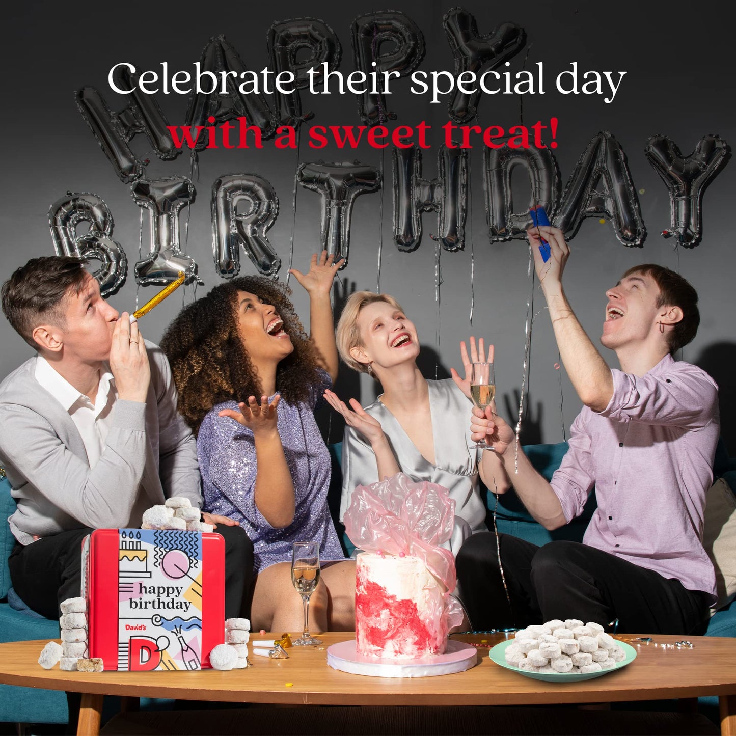 Davids Cookies Happy Birthday Gift For Everyone - 1Lb Butter Pecan Meltaways Cookies With Crunchy Pecans And Powdered Sugar - Pr