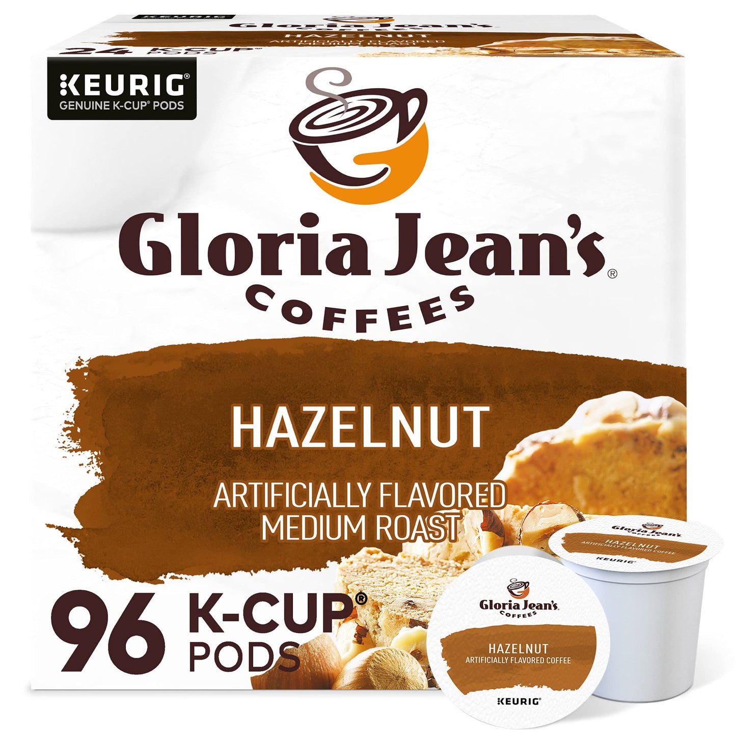 Gloria Jean'S Hazelnut Keurig Single-Serve K-Cup Pods, Medium Roast Coffee, 96 Count (4 Packs Of 24)