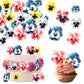 Rsstarxi Edible Flowers Cake Toppers - 60 Pack Wafer Paper Cupcake Picks for Baby Shower, Wedding, Birthday, Design 6