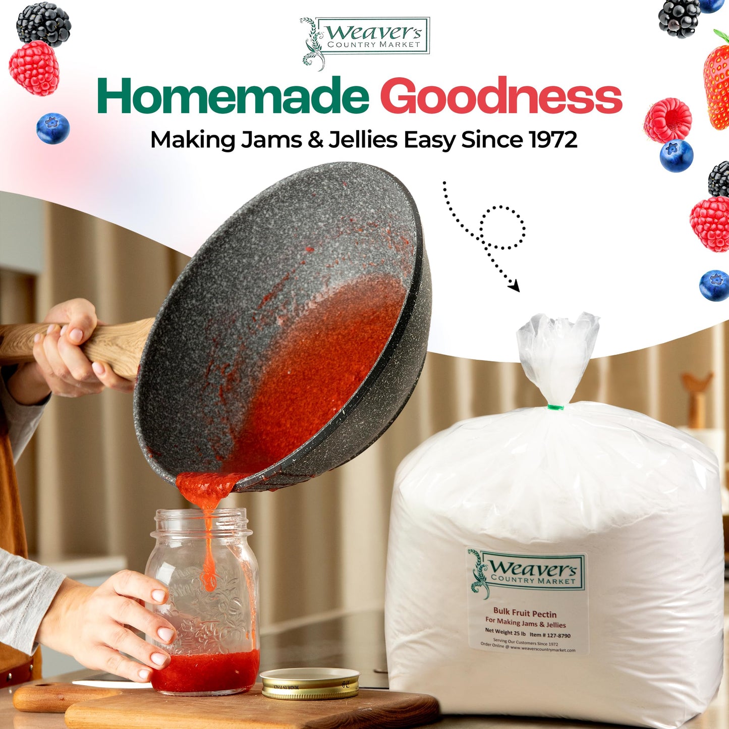 Weaver'S Country Market Bulk Fruit Pectin Powder For Jam And Jellies - Made In Usa Pectin For Canning Jelly, Cost Effective Pect