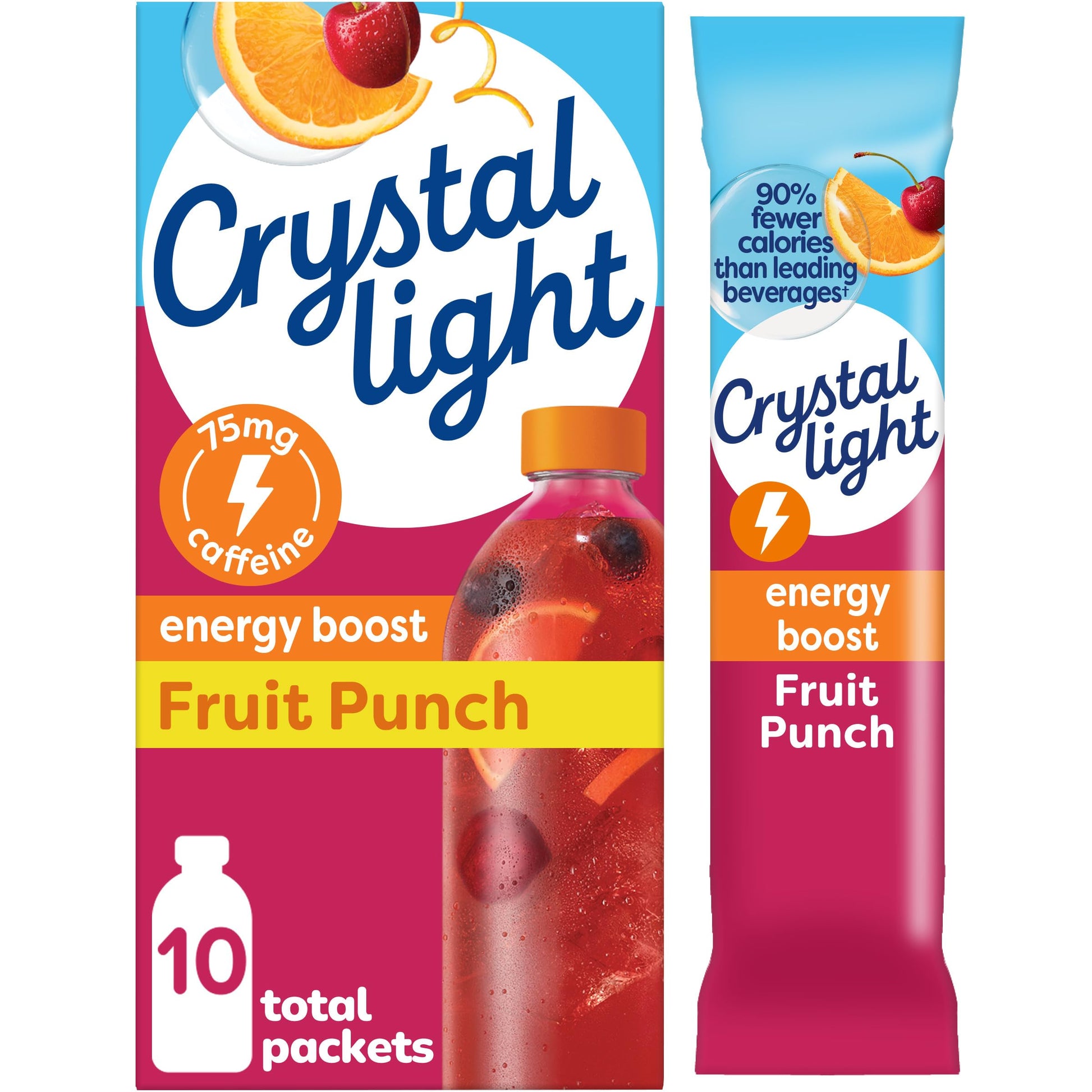 Crystal Light Energy Boost Drink Mix, Fruit Punch, 10 On-the-Go Packets, 0.9 Ounce