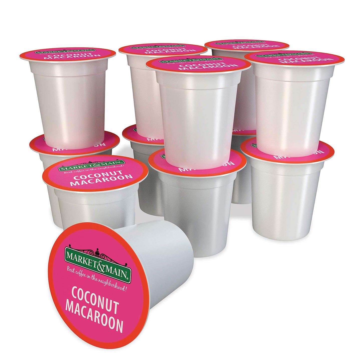 Market & Main OneCup Coconut Macaroon Coffee Pods, Compatible with Keurig, 12 Count, Brown