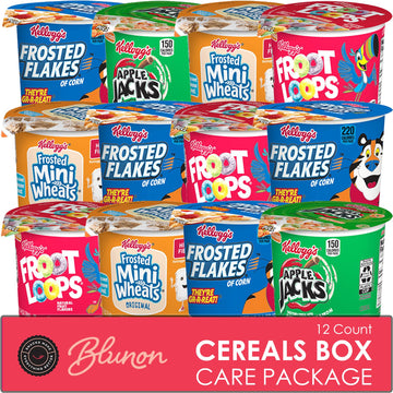 Cereal Cups Variety Pack - Single Serve Breakfast Cereal Assortment - Mini-Wheats, Frosted Flakes, Froot Loops, Apple Jacks - Ca