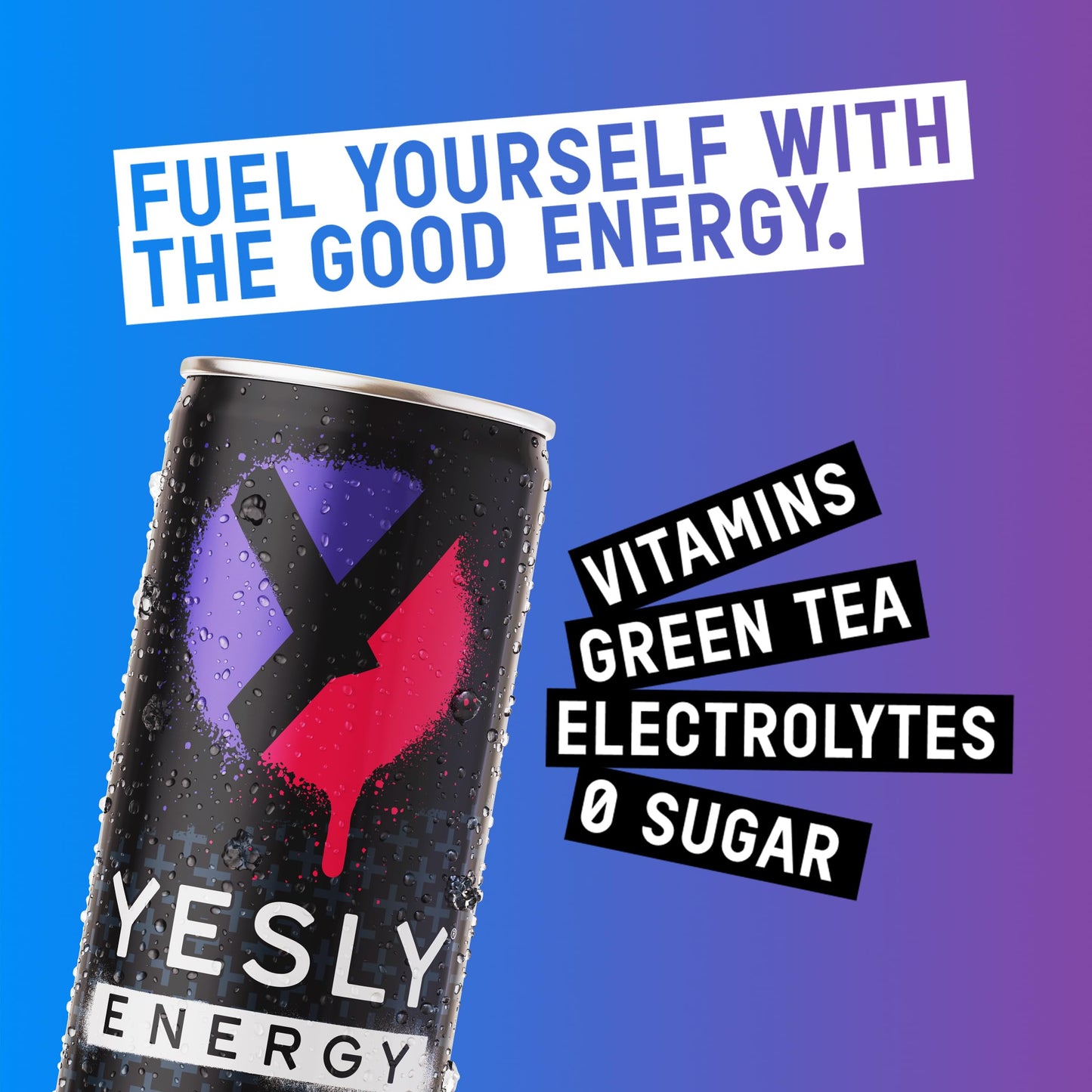 Yesly Energy Drink  Mixed Berry  Naturally Flavored Sparkling Energy Drink With Electrolytes  Magnesium  Potassium  Vitamin C  B6 & B12  Natural Caffeine From Green Tea  12 Fl Oz Cans  12 Pack