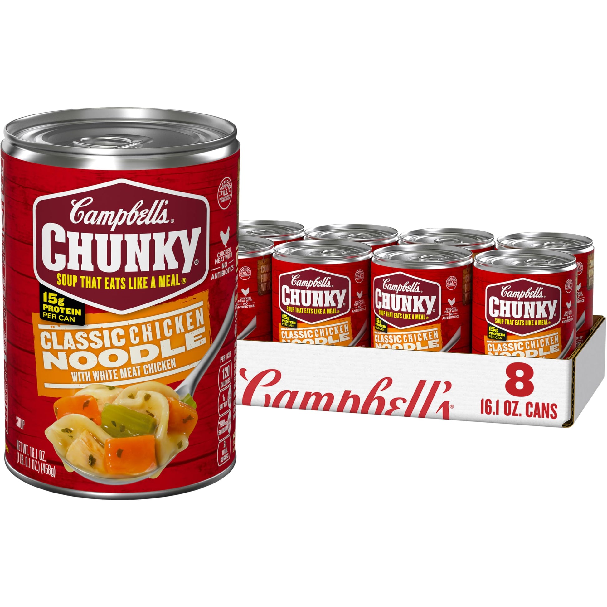 Campbells Chunky Soup, Classic Chicken Noodle Soup, 16.1 Oz Can (Case of 8)