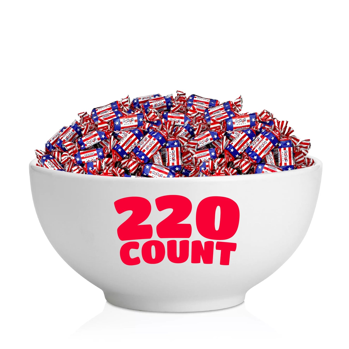 CRAZYOUTLET Patriotic Candy - 3 Pound Bulk Pack - Chocolate Caramels - Red, White, Blue Taffies for Independence Day Celebrations
