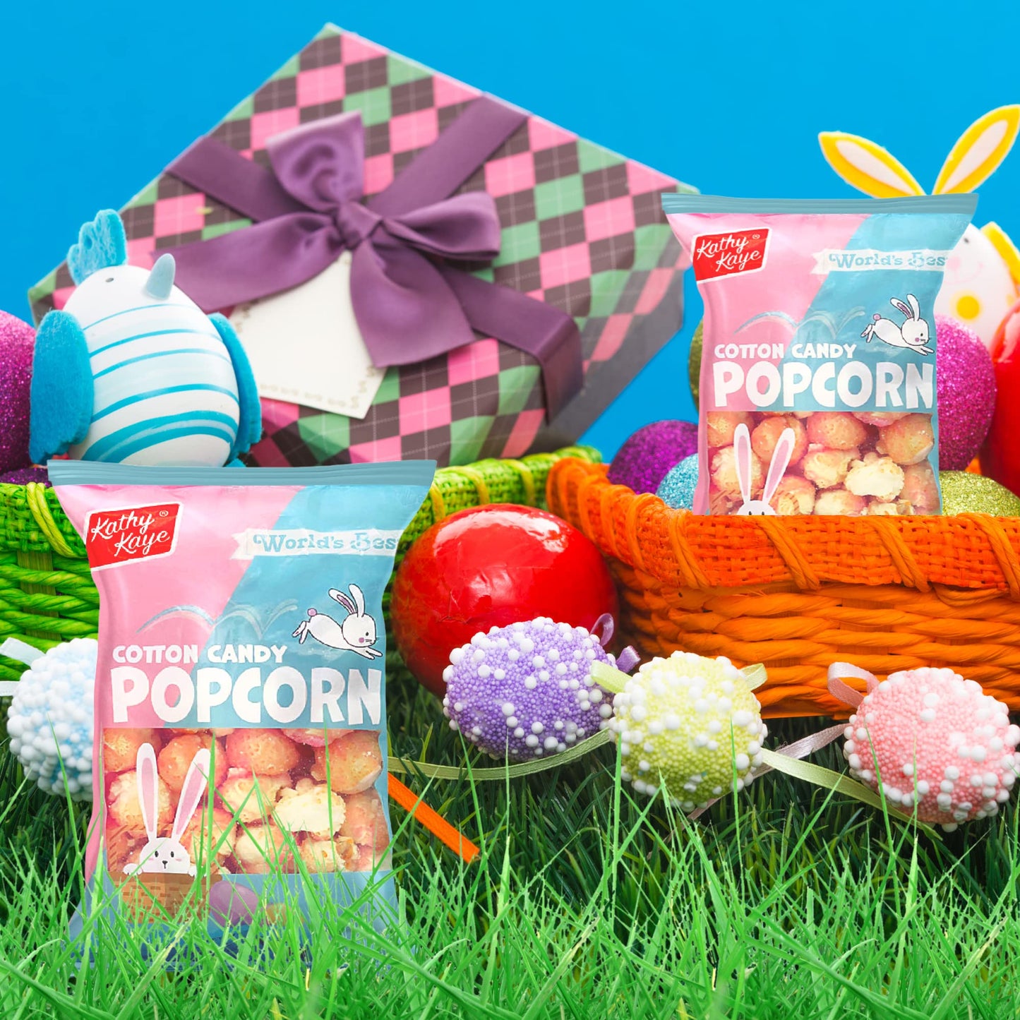 Needzo Pink Popcorn Sharable Snack Bags, Cotton Candy Flavored Already Popped Popcorns, Movie Night Snacks Easter 2024, Pack Of