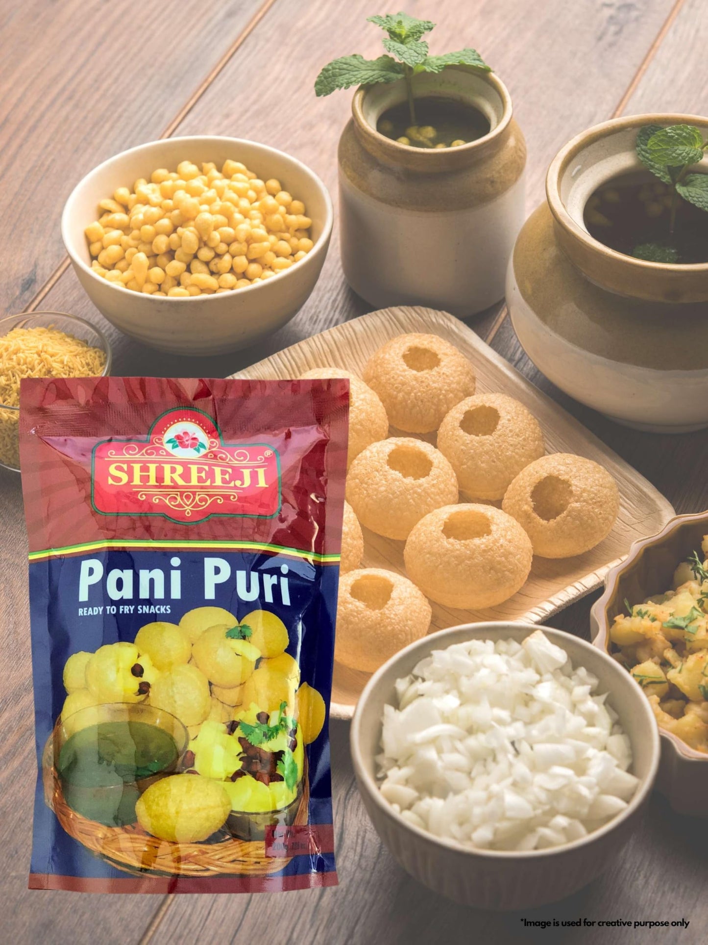 SHREEJI Pani Puri Coins | Ready-to-Fry | Indian Savory Snack | 200g / 7.05 Oz