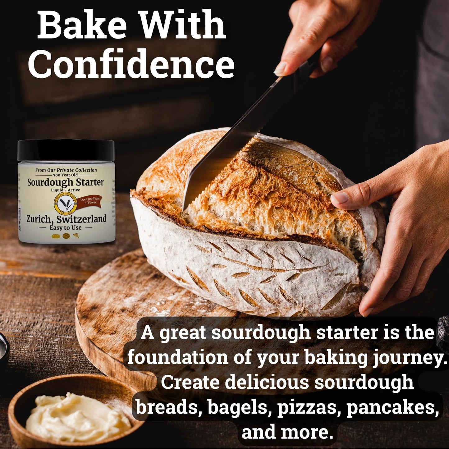 Generic 700 Year Old Swiss Sourdough Starter | 2 Ounce | Easy Instructions & Recipe Included