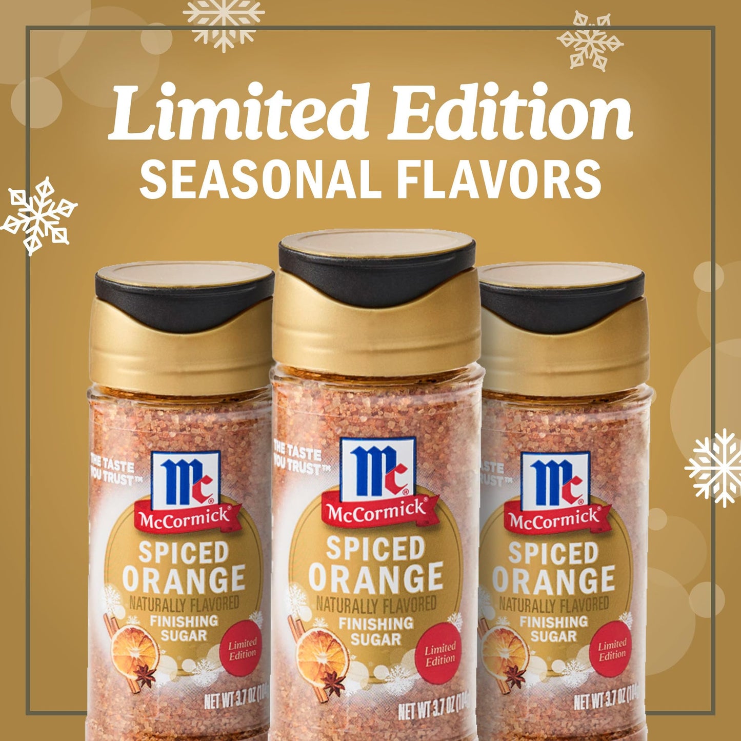 McCormick Finishing Sugar  Spiced Orange  Limited Edition  Bright Citrus Flavor with Warm Spices  For Muffins  Pie  Cocktails  Cider  Tea  and More  3.7 oz