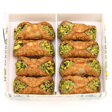Gusto Etna Sicilian Cannoli Filled With Pistachio Cream, 8 Pieces, Mini Cannoli In Gift Box With Pistachio Butter, Crunchy Sweet