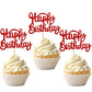 ZHUOWEISM 36 PCS Cupcake Toppers - Glitter Birthday Decoration, Small, Red
