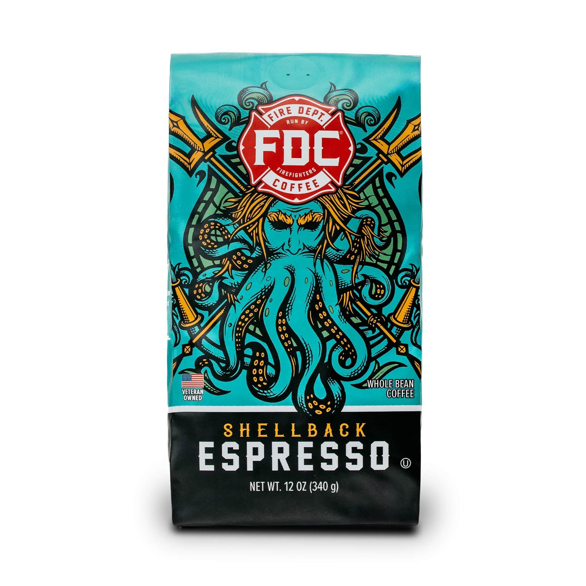 Fire Department Coffee - Gives Back To Firefighters - Bold & Smooth Shellback Espresso Coffee Beans - Roasted In The Usa - Premi