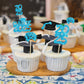 Ephlyn Graduation Cupcake Toppers, 36 Pcs, Glitter Class of 2025, Lake Blue, Diploma & Graduation Cap Picks for Party Decorations