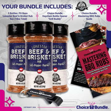 Pit Boss Lonestar Brisket BBQ Seasoning & Rub 3 Pack Bundle, 18 oz Total, Ideal for Grilling, Choice Bundle