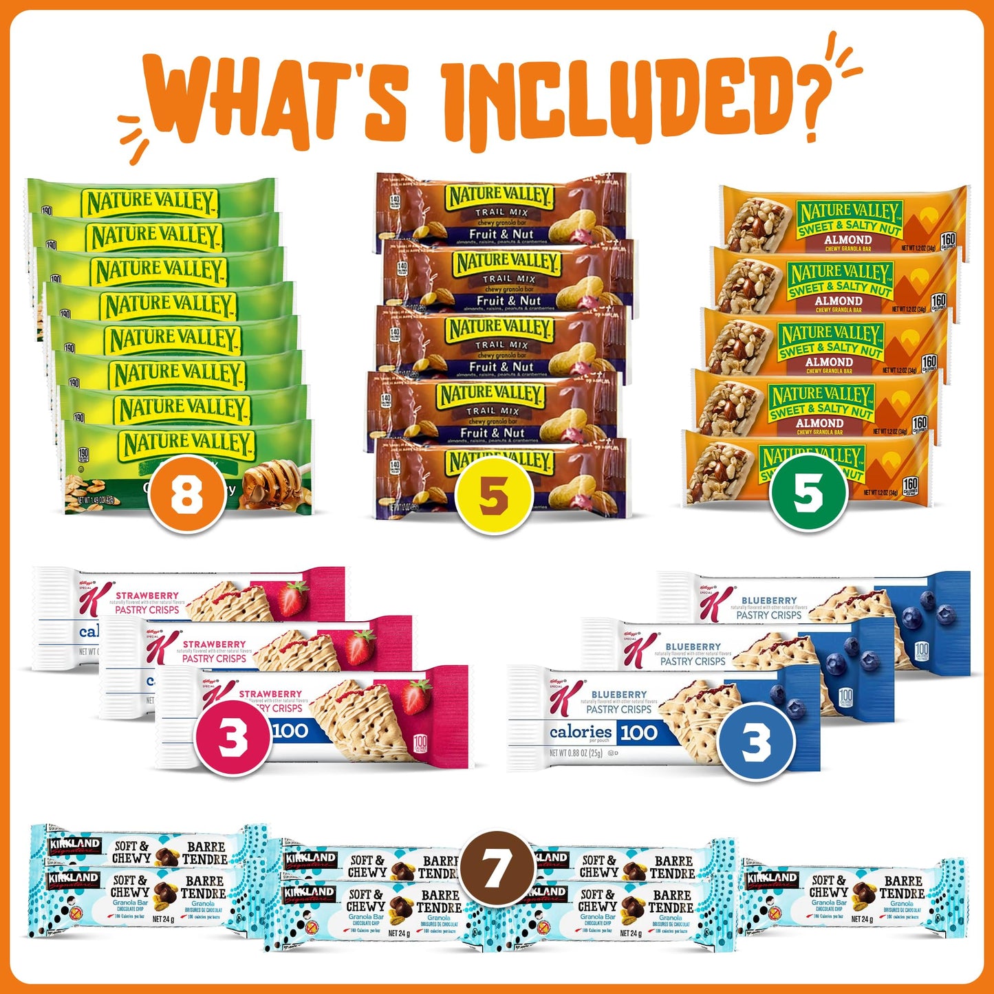 Granola Bars Bulk Variety Pack - Healthy Granola Bars Variety Snack Box for Office Snacks & Healthy Breakfast Bars - Snacks Variety Pack for mature-themeds and Kids (60 Count)