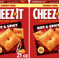 Cheez-It Baked Snack Crackers, Lunch Snacks, Family Size, Hot and Spicy, 21oz Box (1 Box) (Pack of 2)