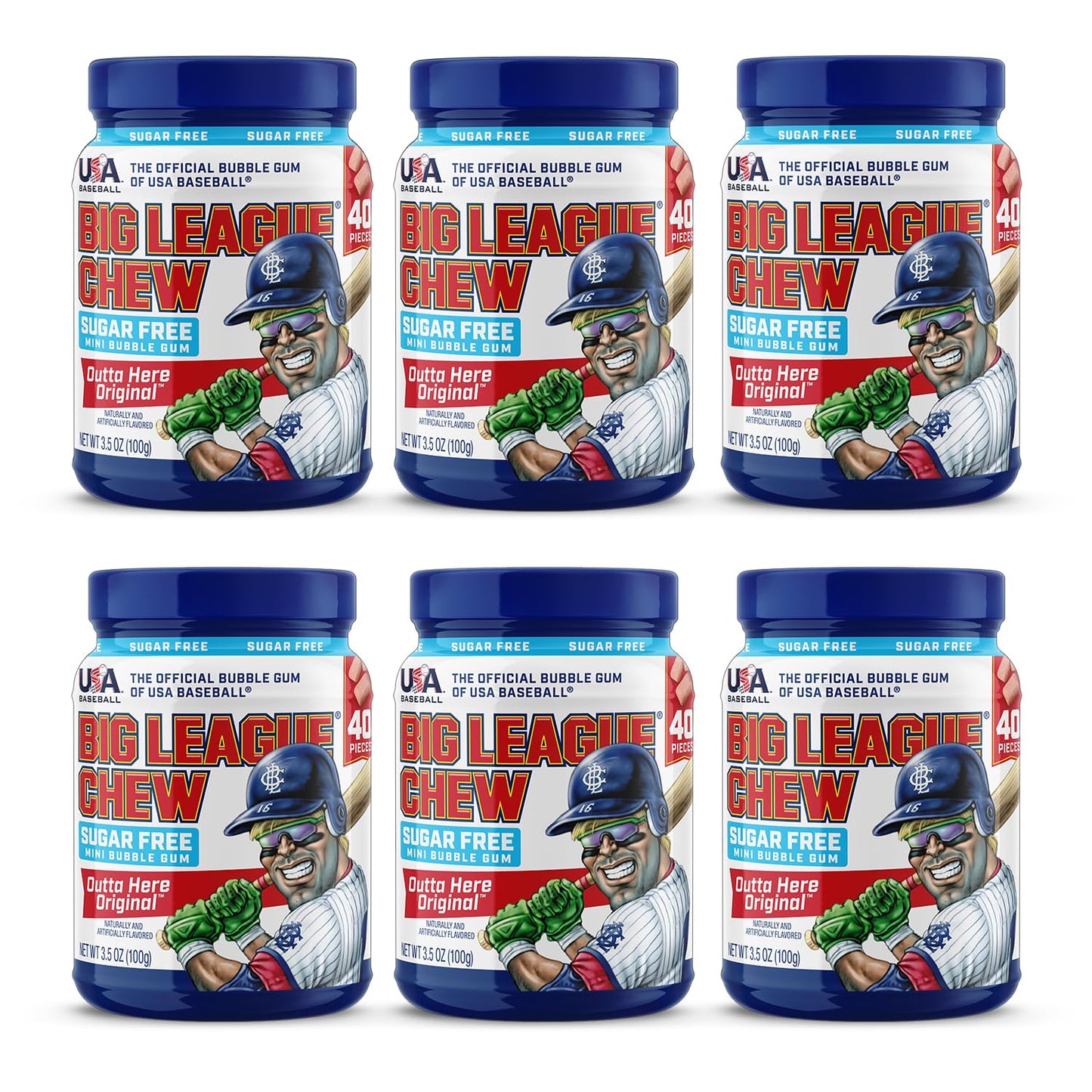 New Big League Chew Sugar Free Mini Bubble Gum - Original Flavor | Ideal for Baseball Games, Teams, Concessions, Parties, and Mo