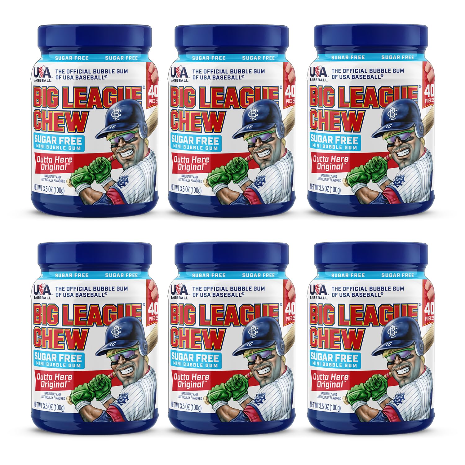 New Big League Chew Sugar Free Mini Bubble Gum - Original Flavor | Ideal for Baseball Games, Teams, Concessions, Parties, and Mo