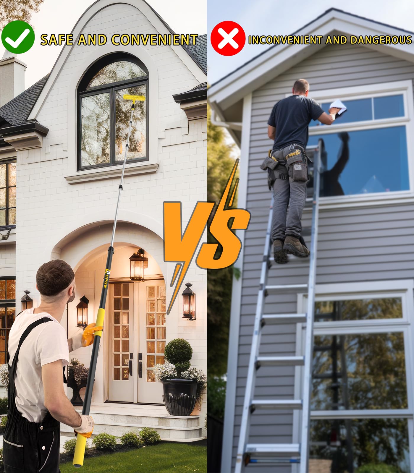 30 Foot High Reach Duster Kit With 7-24Ft Extension Pole, High Ceiling Fan Duster W/Telescopic Pole, Cobweb Duster, Feather Dust