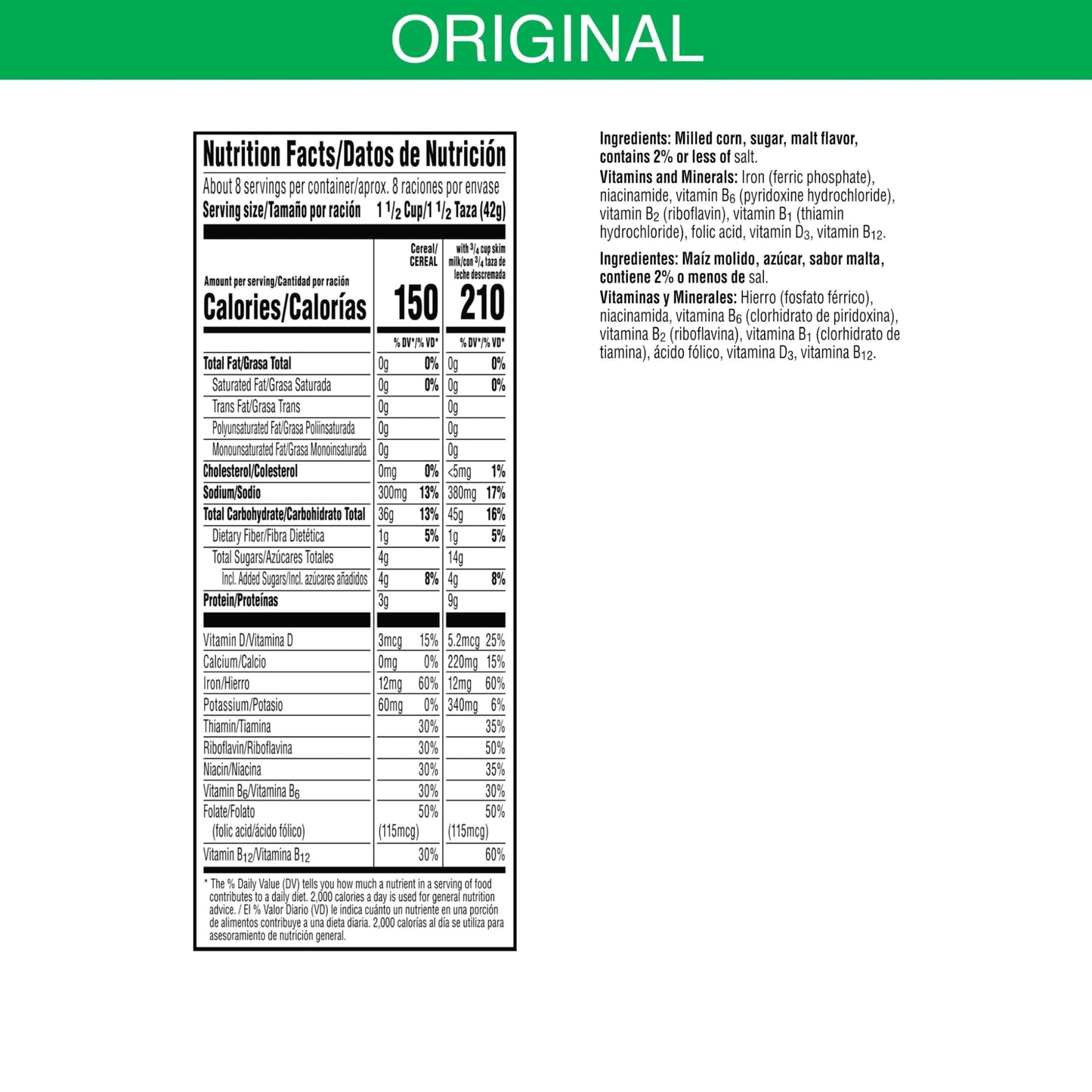 Kellogg's Corn Flakes Breakfast Cereal, Kids Cereal, Family Breakfast, Large Size, Original, 12oz Box (1 Box)