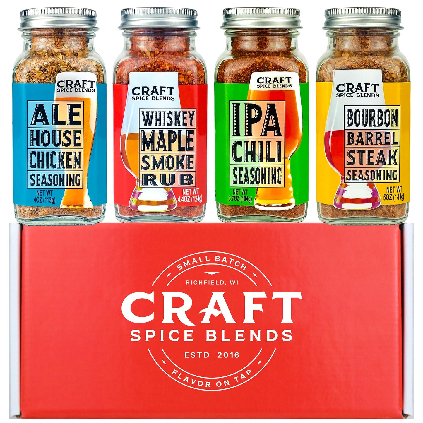 Craft Spice Blends Grilling Seasoning & Rub 4-Pack Gift Set - All Natural, Perfect for BBQ and Grilling, Made in the USA