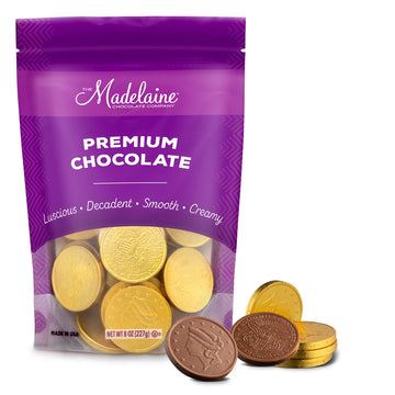 Madelaine Gold Chocolate Coins - Individually Wrapped Easter Candy Basket Fillers - 1/2 LB Easter Chocolates Large Gold Coins