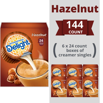 International Delight Coffee Creamer Singles, Hazelnut, 24 Count, Pack Of 6