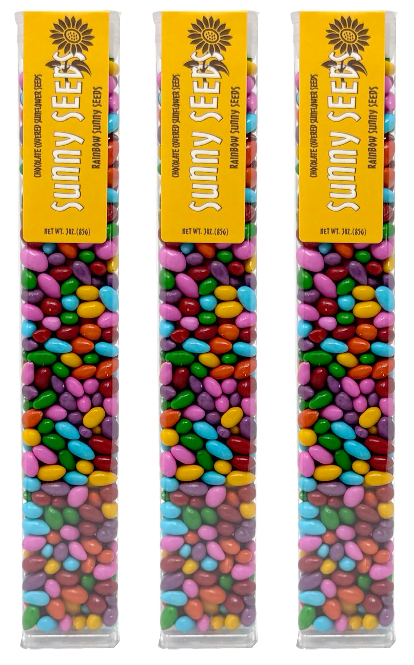 Sunflower Food Company Chocolate Covered Sunflower Seeds - Multicolored Candy Coated Treats - 3 Ounce Pack of 3