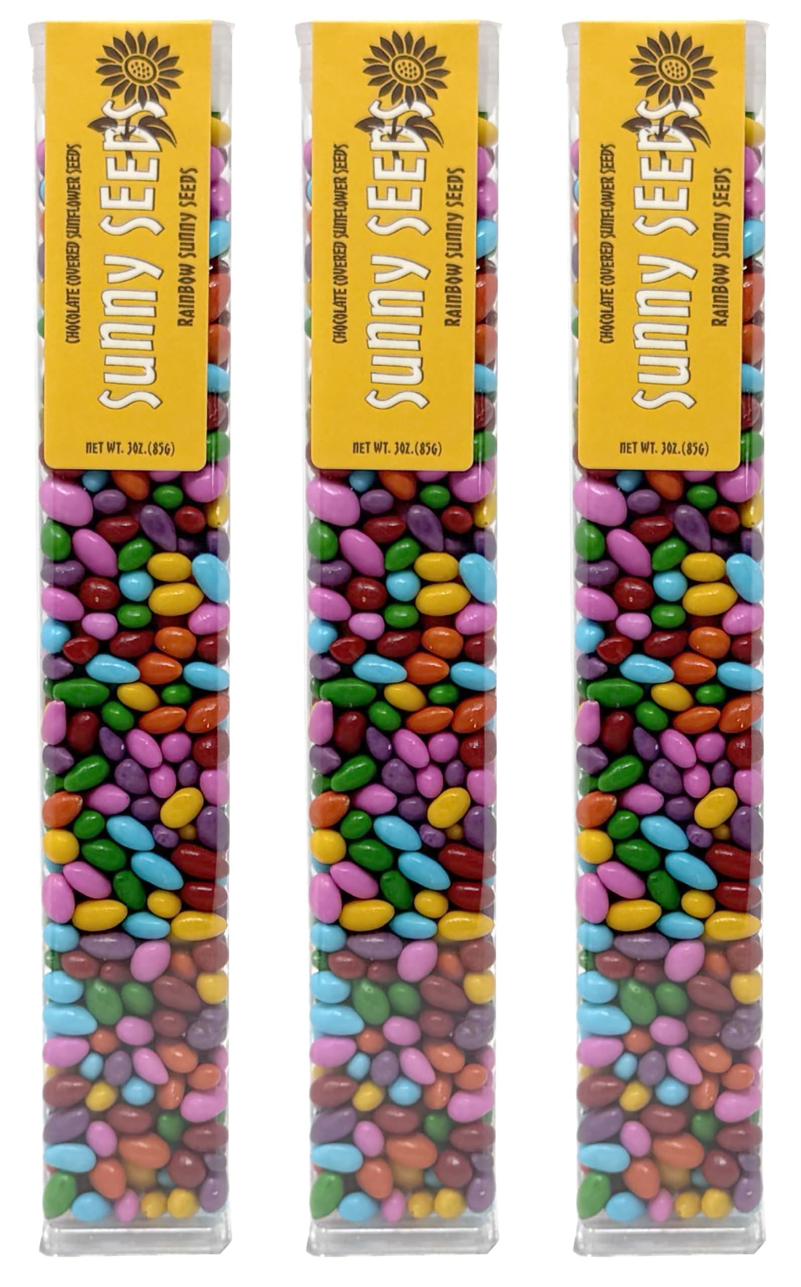 Sunflower Food Company Chocolate Covered Sunflower Seeds - Multicolored Candy Coated Treats - 3 Ounce Pack of 3