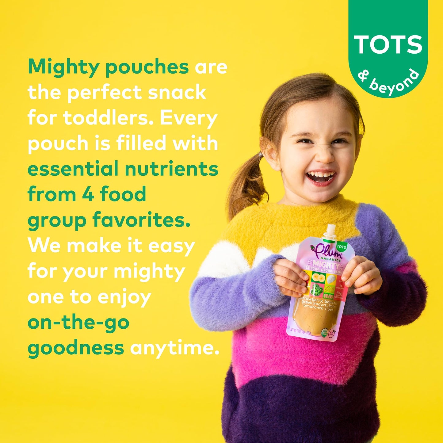 Plum Organics Mighty 4 Organic Toddler Food - 4 Food Group Blend Variety Pack - 4 Oz Pouch (Pack Of 18) - Organic Fruit And Vege