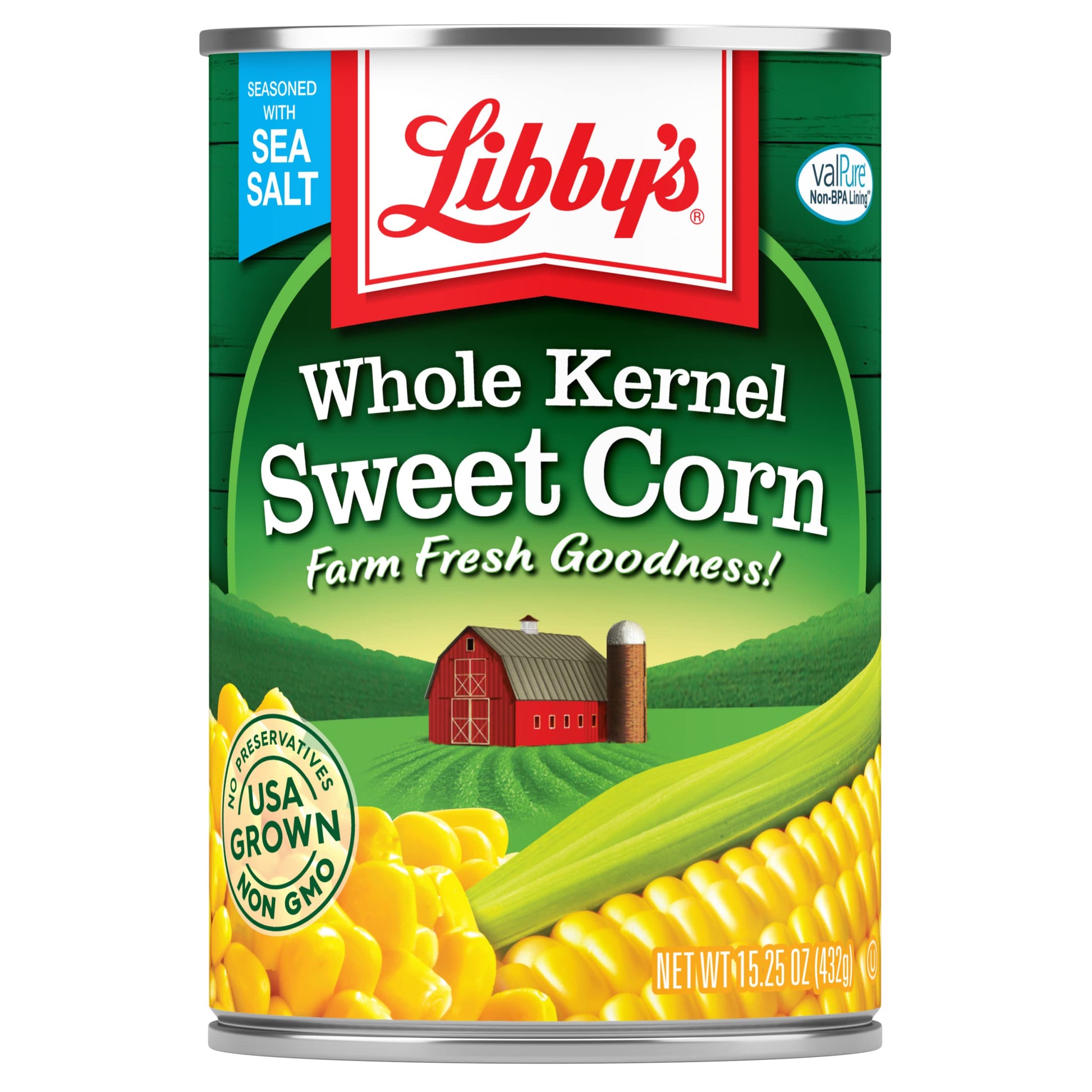 Libbys Whole Kernel Sweet Corn, Naturally Sweet Flavor, 15.25 oz Cans, Pack of 12, Grown & Made in the USA
