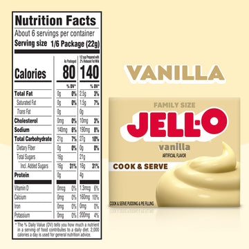 Jell-O Cook & Serve Vanilla Pudding & Pie Filling Mix (4.6 oz Box) (Pack of 4)