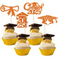 Gyufise 24Pcs 2025 Graduation Cupcake Toppers Orange Glitter Congrats Class Of 2025 Diploma Grad Cap Cupcake Picks Decoratiosn For 2025 Graduation Theme Party Supplies