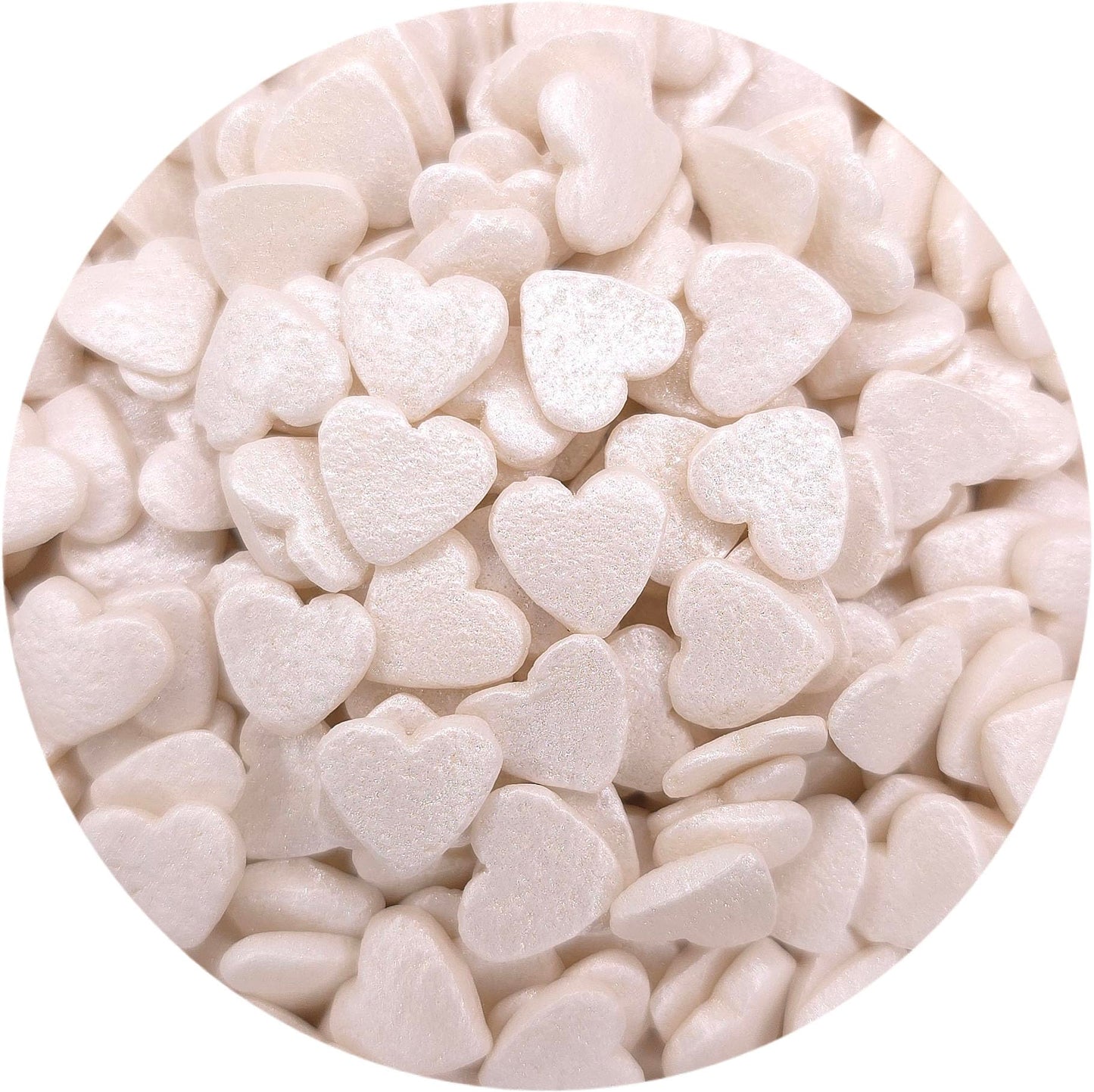 Ncs Pearl White Heart Edible Sprinkles, 8 Ounces