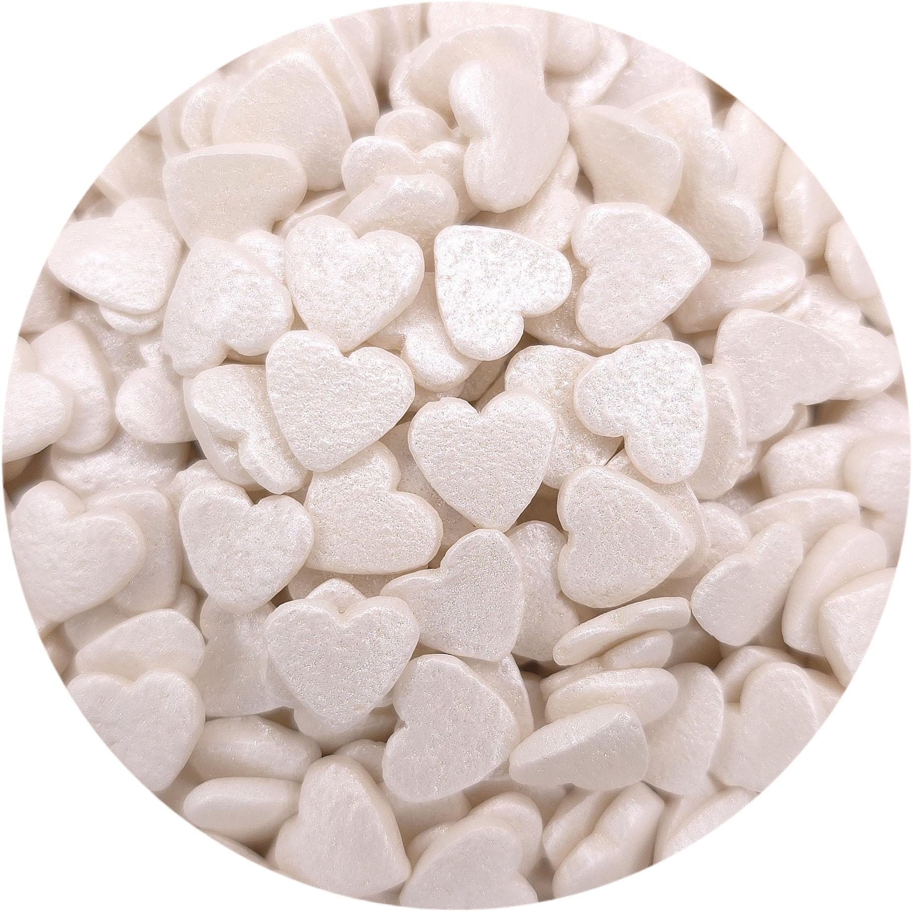 Ncs Pearl White Heart Edible Sprinkles, 8 Ounces