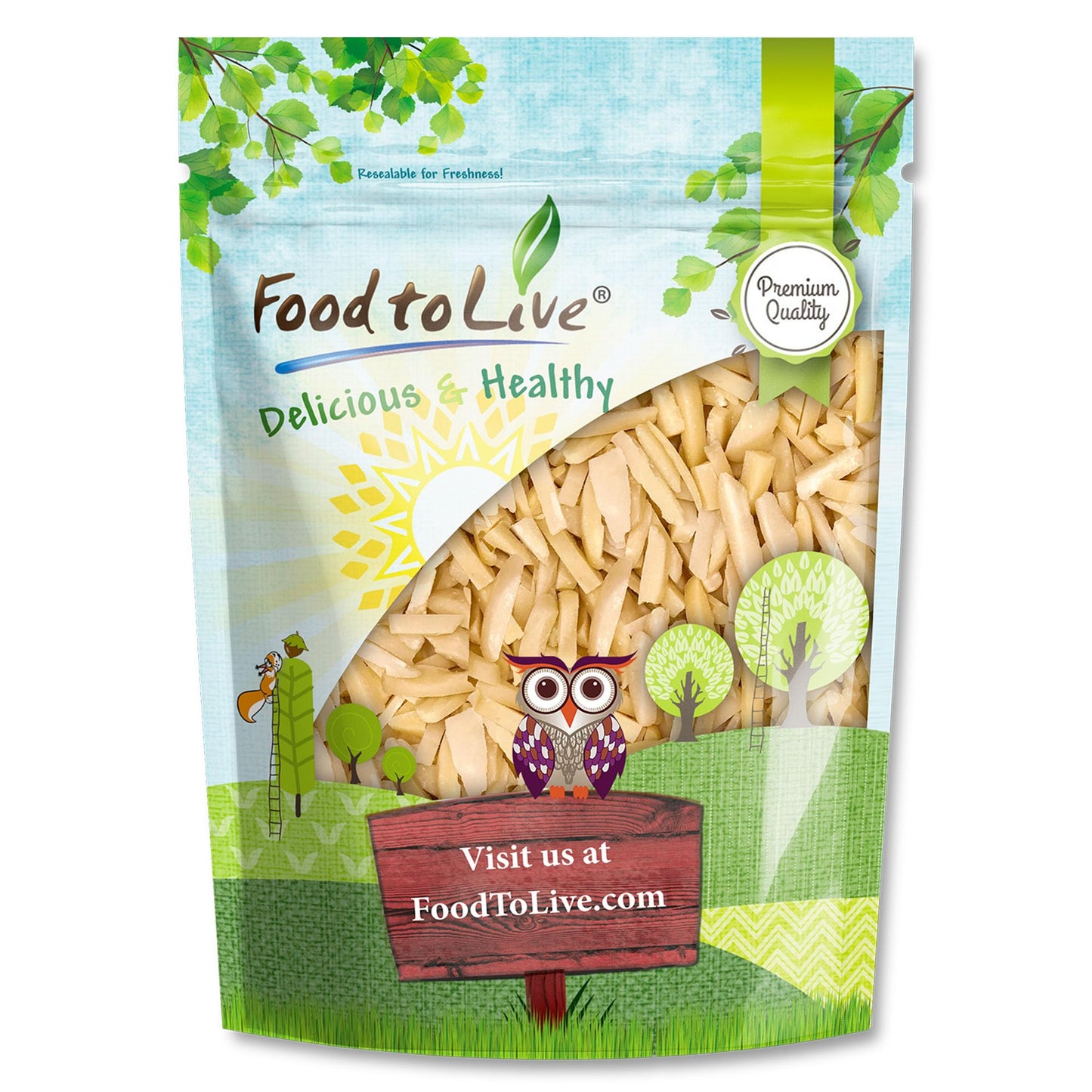 Food to Live Dry Roasted Blanched Slivered Almonds 2 Pounds- Perfectly Oven Toasted for Maximum Flavor, Unsalted, No Oil Added, 