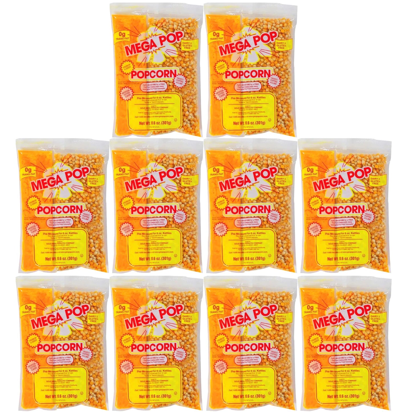 Generic Mega-pop Popcorn Oil and Salt Kit - 10 Count - 10.5 Oz - Flavored Popcorn - Butter Corn/Oil/Salt