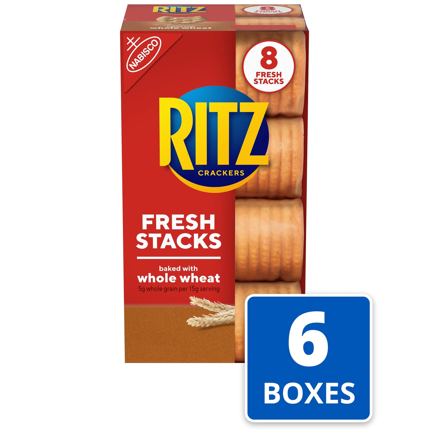Ritz Fresh Stacks Whole Wheat Crackers, 6-11.6 oz Boxes (48 Stacks) (Pack of 2)
