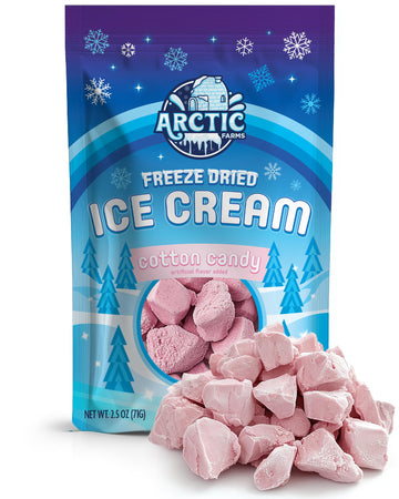 Arctic Farms Freeze Dried Ice Cream Bits Bagged And Boxed - Does Not Melt (Cotton Candy)