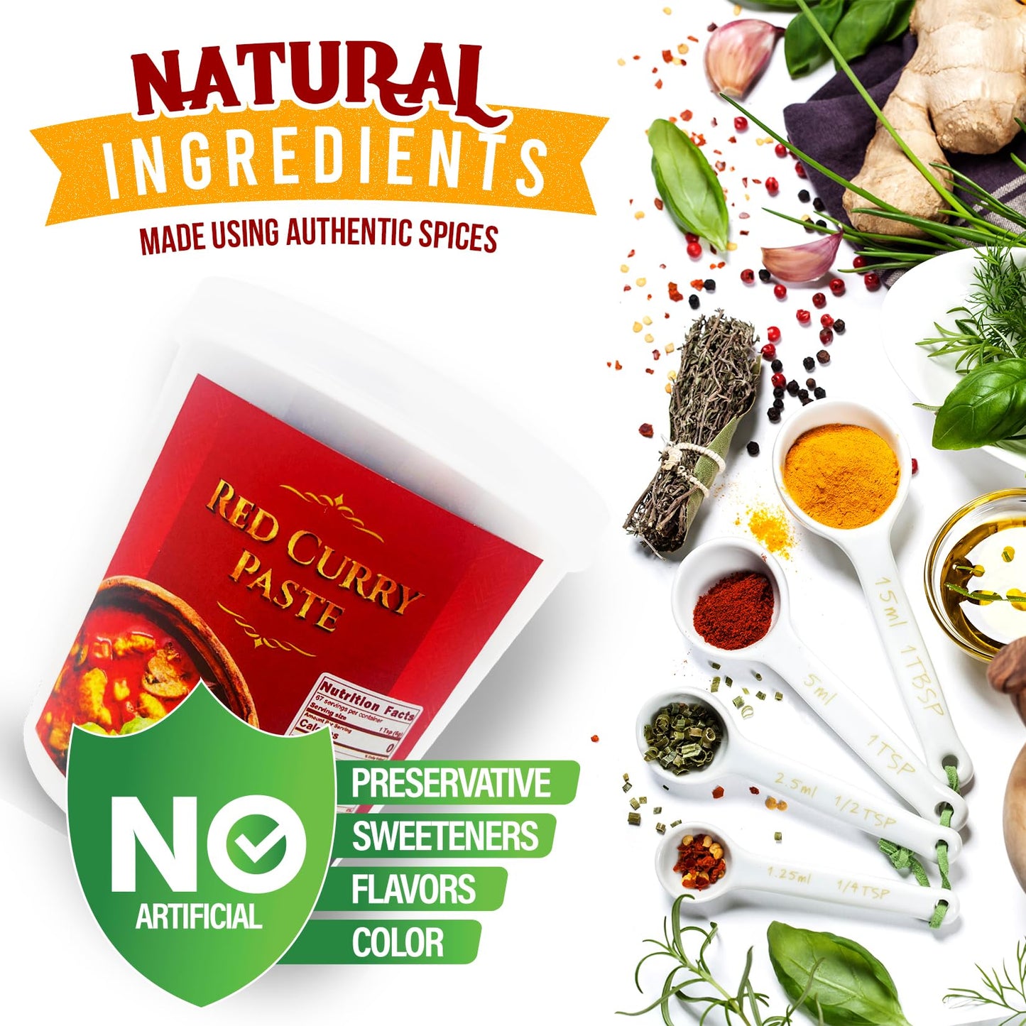 Fusion Select Red Curry Paste - Seasoning Spice Blend For Asian Food, Middle Eastern & Indian Cuisine - Dressing & Condiment For
