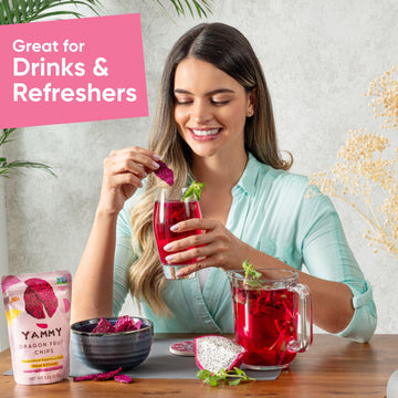 Yammy Dried Dragon Fruit Chips For Drinks Refreshers Like Freeze Dried Dragonfruit Pieces, Dry 1 Ingredient Healthy Snack For Ki