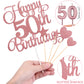 HOGRTi 50th Birthday Cake Decorations Set, Rose Gold, Includes Candles and Toppers, Model 50