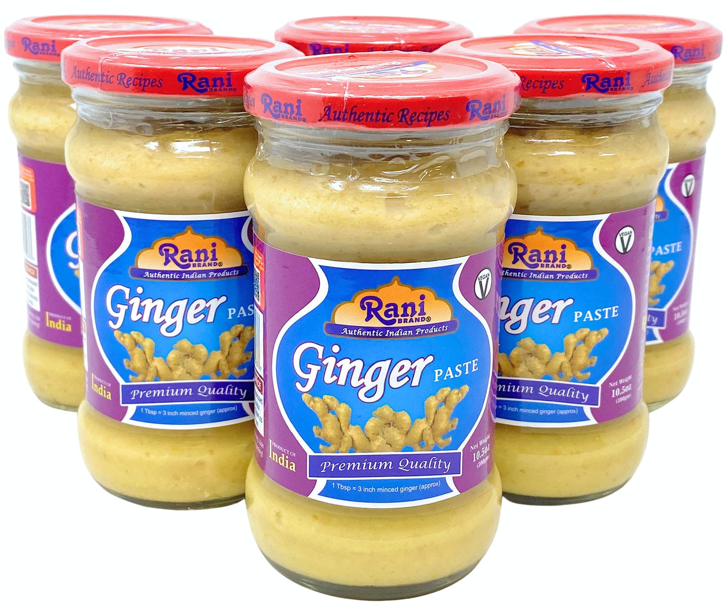 Rani Ginger Cooking Paste 10.58Oz (300G) Glass Jar, Pack Of 5+1 Free ~ Vegan | Gluten Free | Non-Gmo | No Colors | Indian Origin