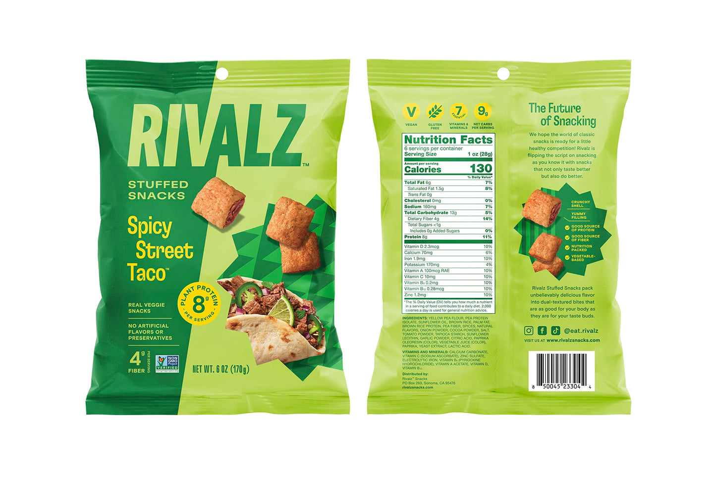 Rivalz Spicy Street Taco Stuffed Snacks - Delicious & Nutritious Veggie Snack Bites - Vegan, Gluten Free, & Non Gmo - Zero Added